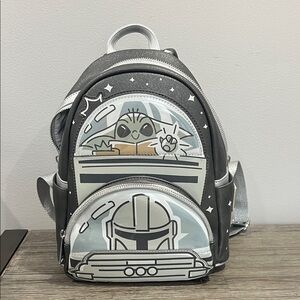 Star Wars Mini Backpack with Baby Yoda and Mandalorian Design